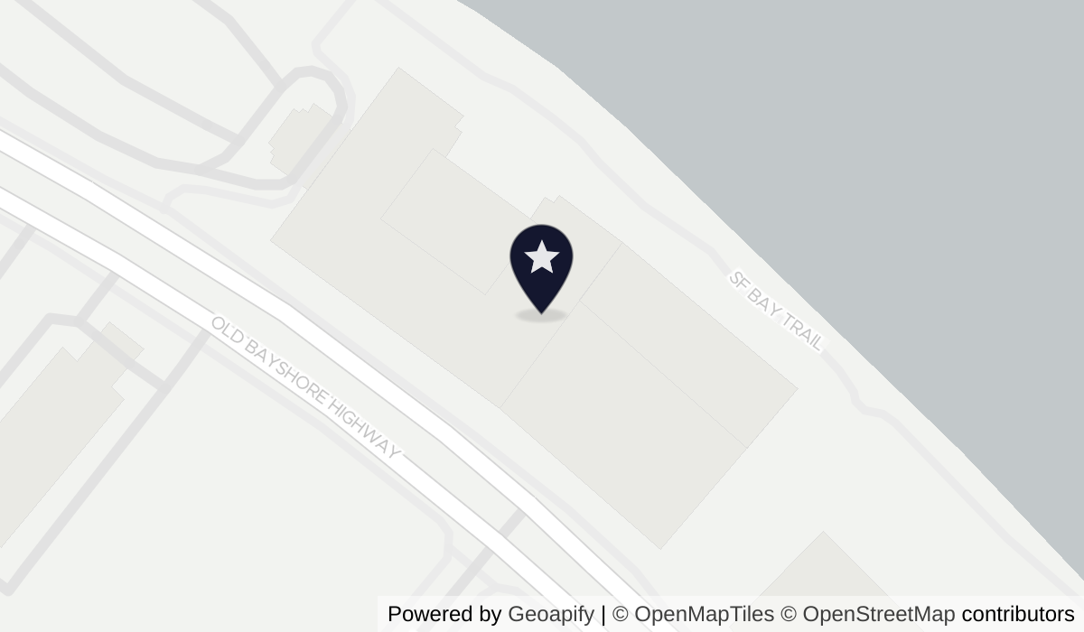 Map of San Francisco Airport Marriott Waterfront with nearby hotels and places